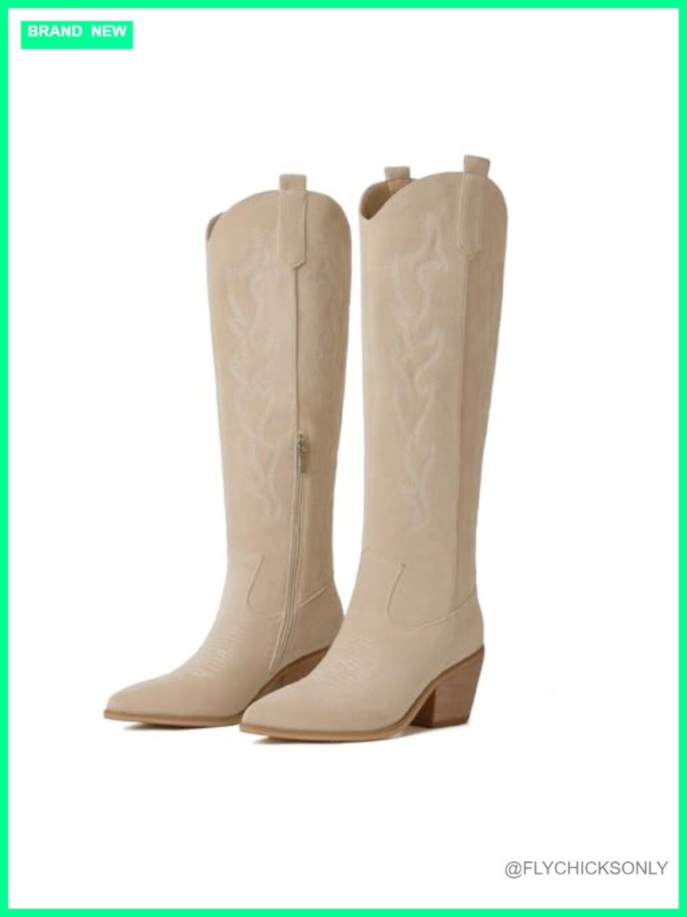 Cowboy Boots Knee High Western Embroidered Chunky Heel Boots